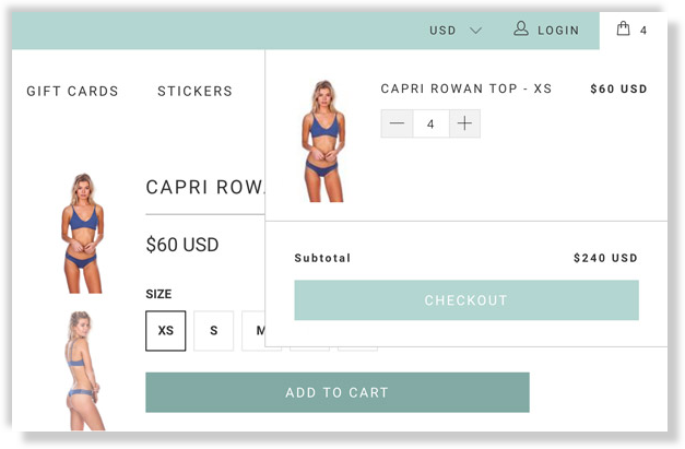 ecommerce sliding drawer cart example