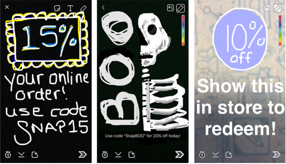examples of discounts shared in snapchat