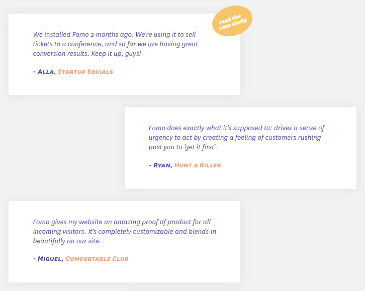 Fomo customer testimonials