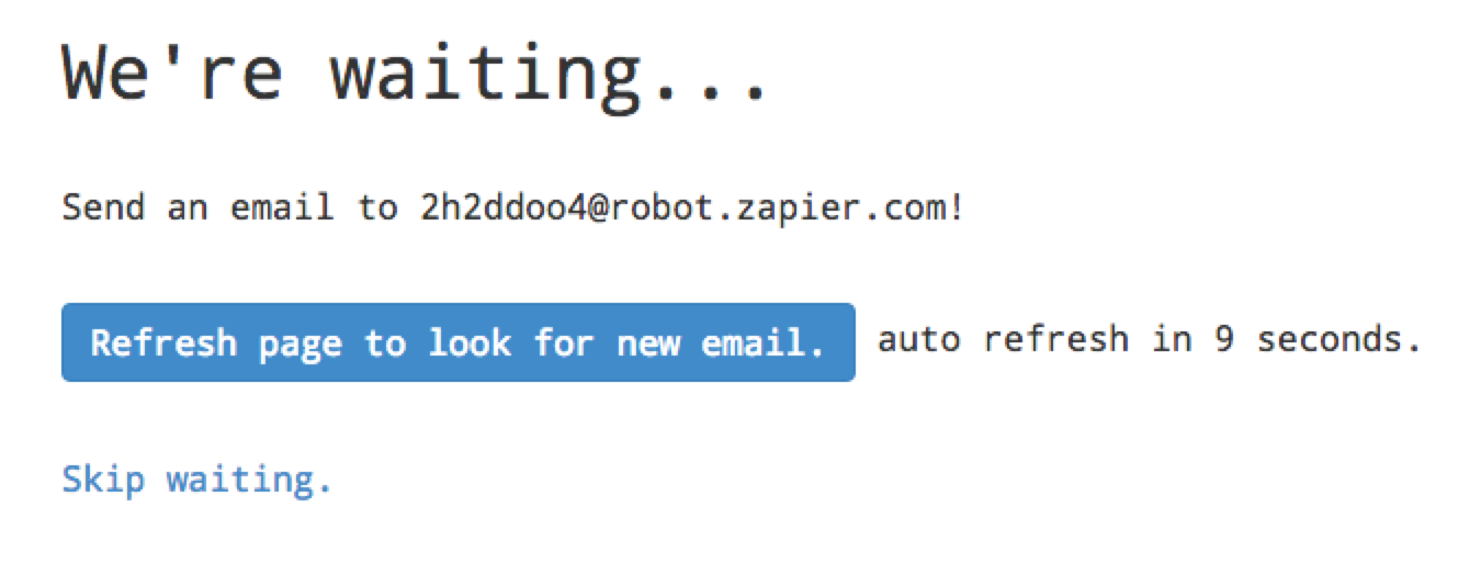 Zapier Email Parser with Fomo, setting up a Zapier email address