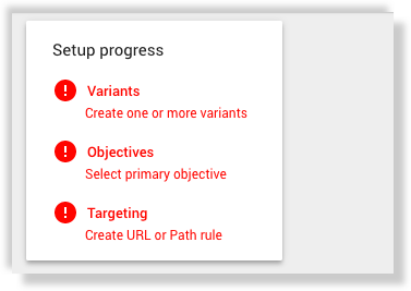 Google Optimize experiment setup