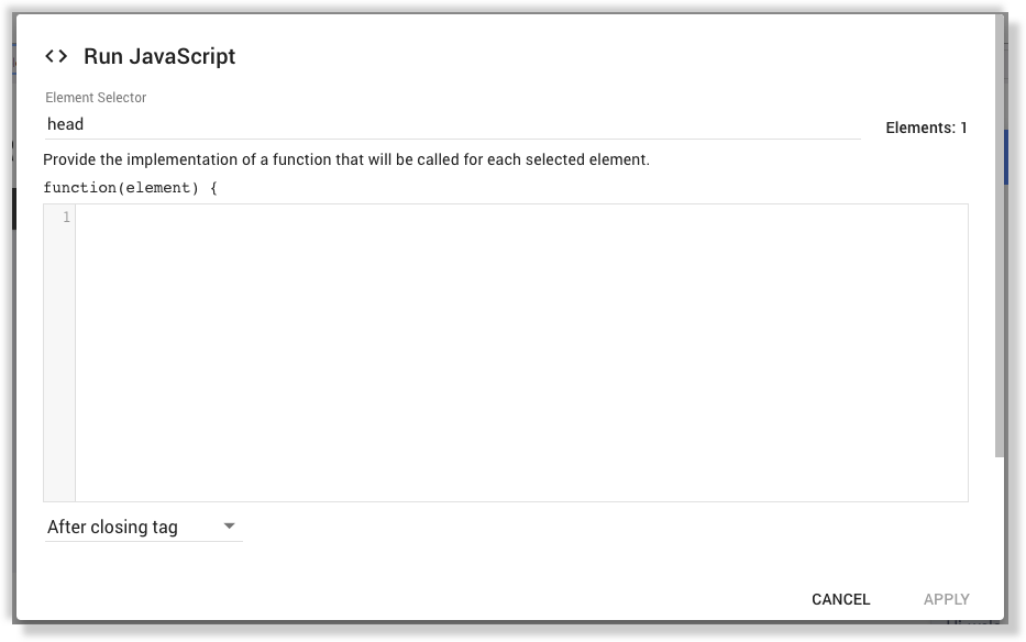 Google Optimize javascript editor