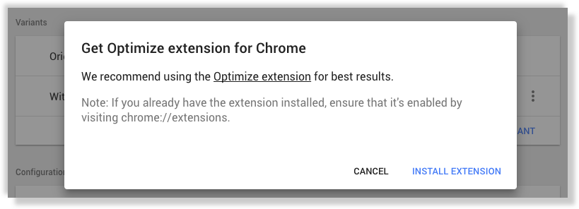 Google Optimize extension