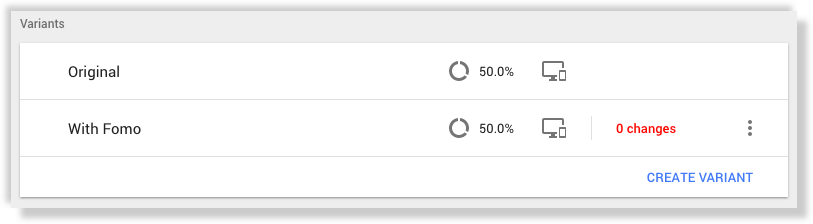 Google Optimize variant without changes