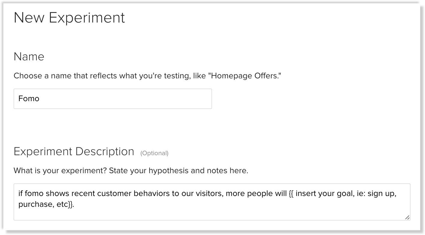 optimizely experiment hypothesis