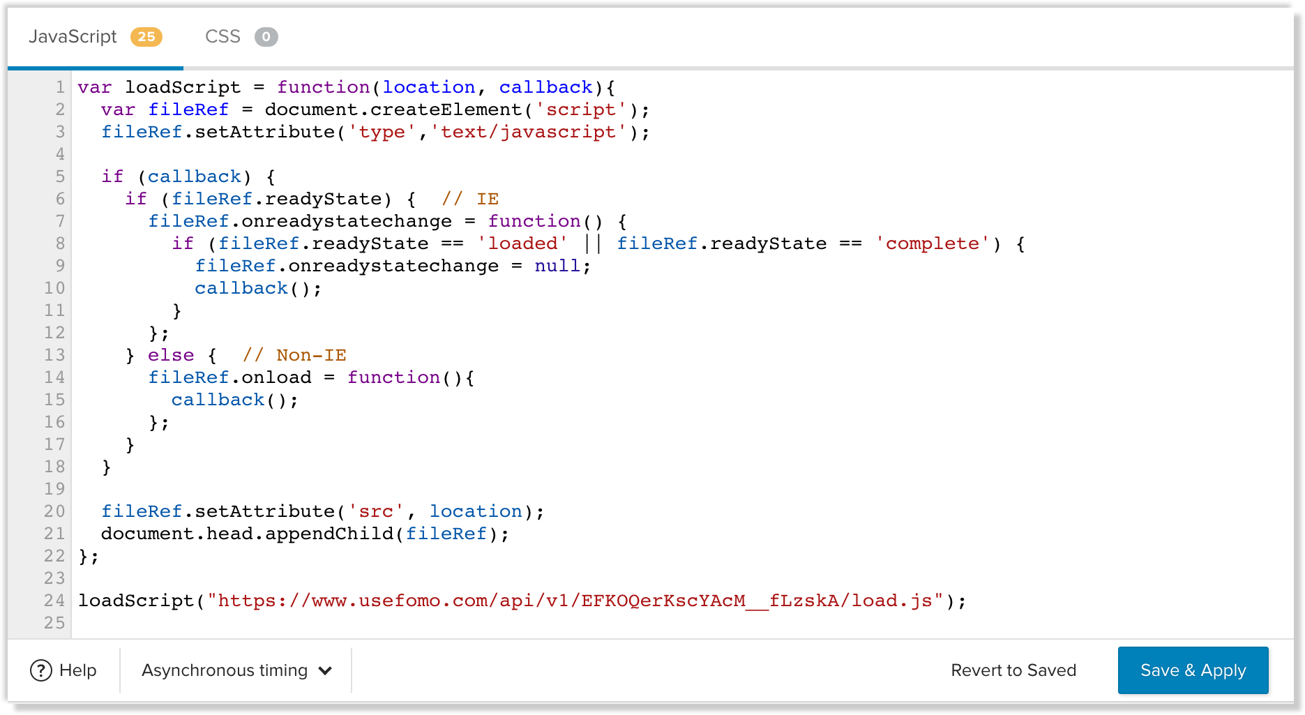 fomo optimizely snippet implementation