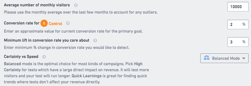 vwo goal duration settings