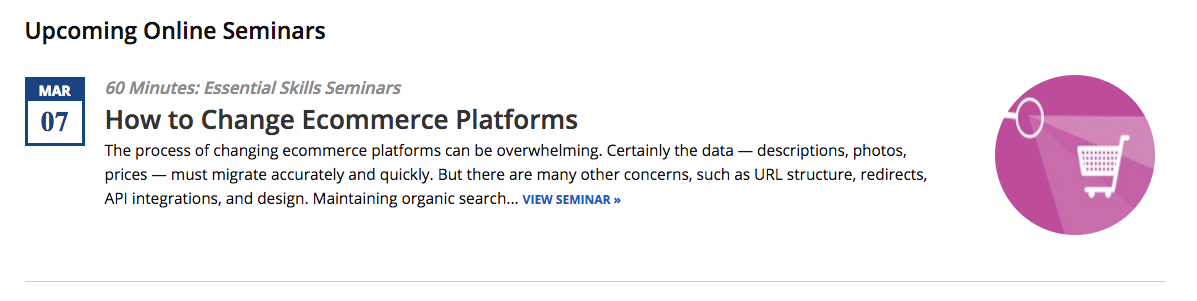 Webinars about ecommerce from Practical Ecommerce