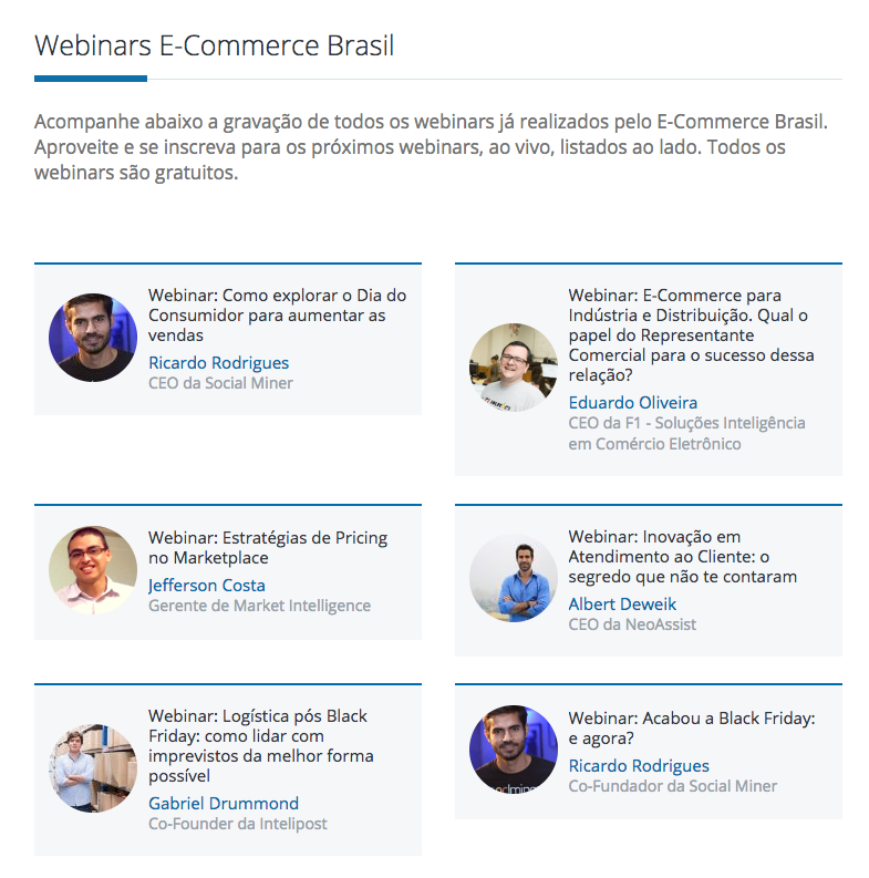 Webinars from ecommerce brasil