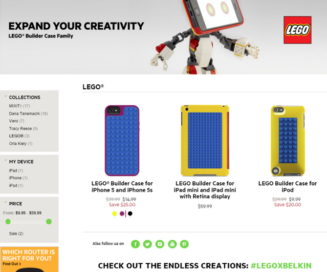 Belkin store - showing iPhone Lego Builder Case