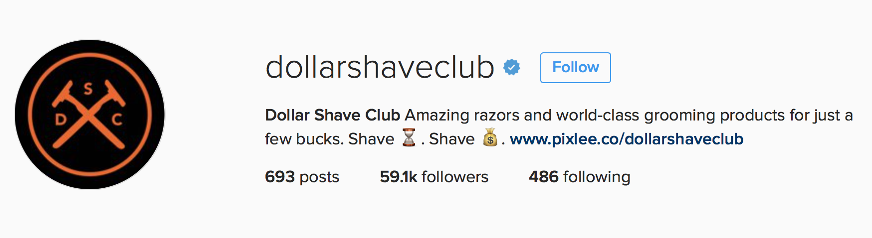 dollar shave club logo in Instagram profile