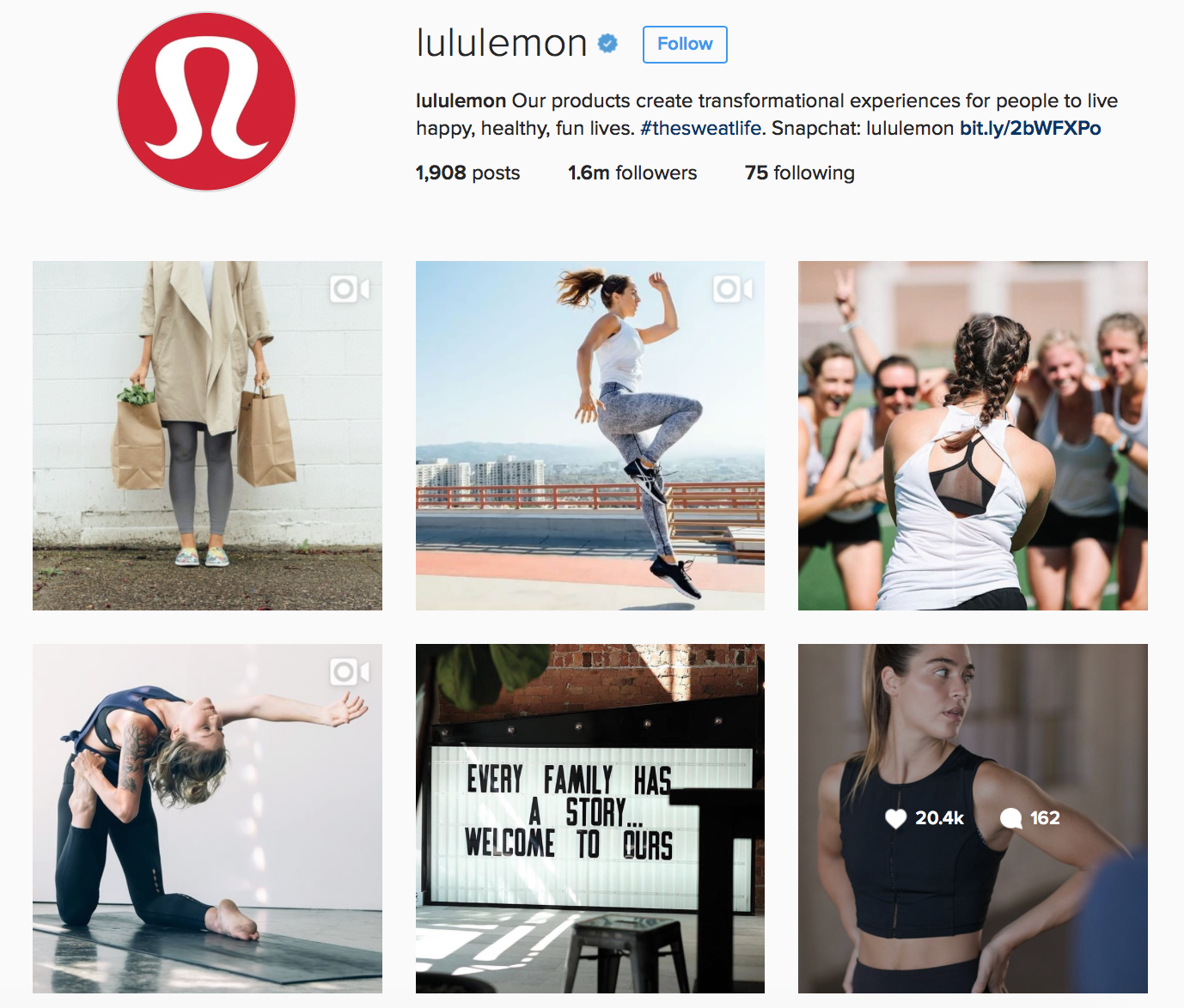 Lululemon Instagram Profile